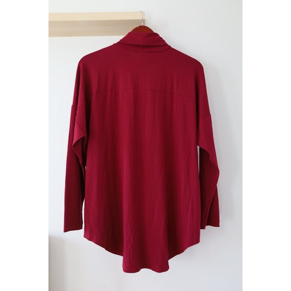 NWT EILEEN FISHER Womens XL Hibiscus Viscose Jersey High/Low Turtleneck Tunic - Picture 3 of 8